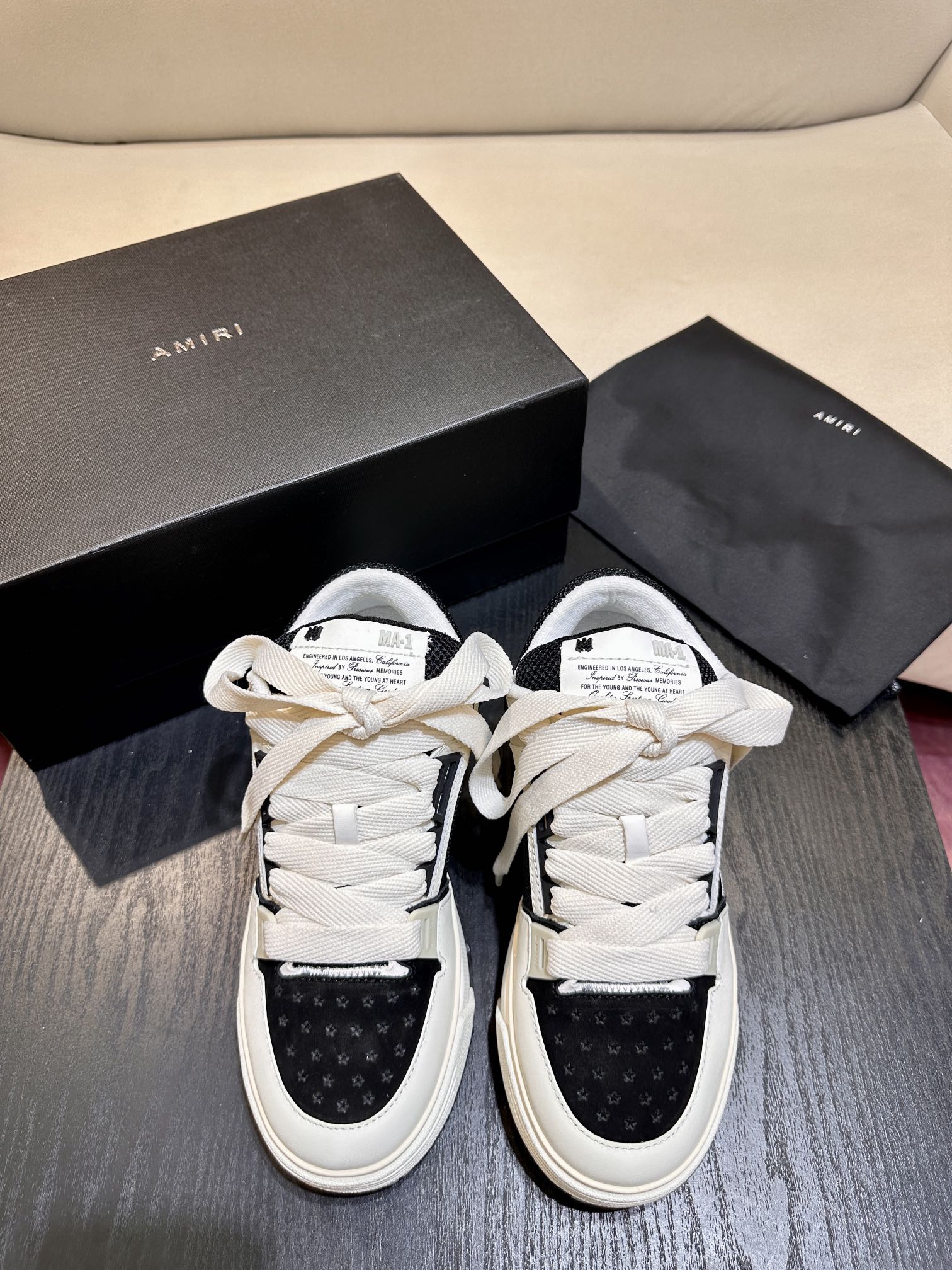 Men's Amiri Premium Leather Platform Mesh Shoes