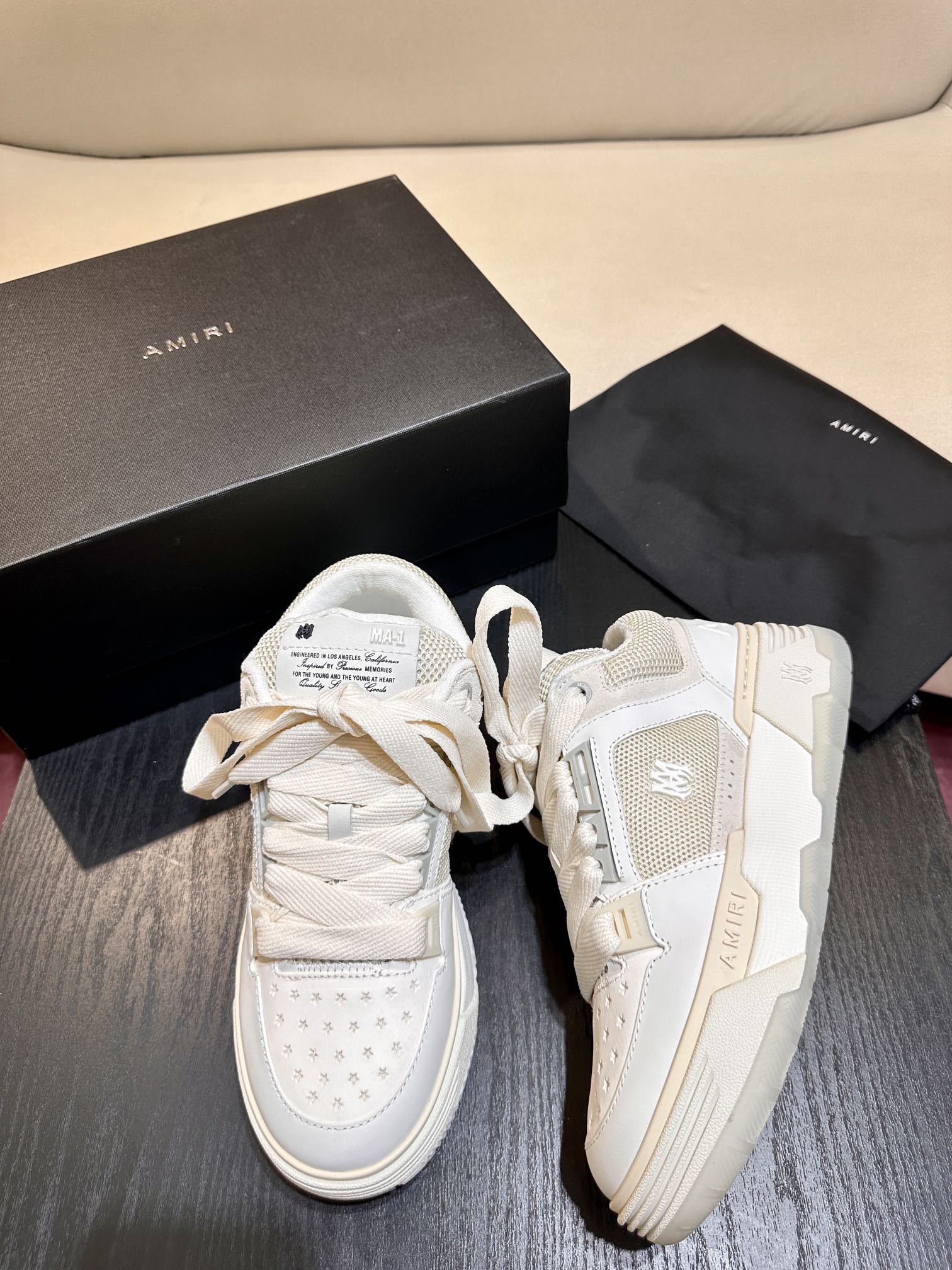 Men's Amiri Premium Leather Platform Mesh Shoes