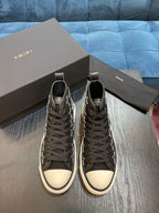 Men's Amiri Canvas and Leather Stars Court High Top Sneakers Shoes