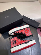 Men's Amiri Canvas and Leather Stars Court High Top Sneakers Shoes
