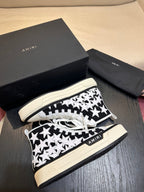Men's Amiri Canvas and Leather Stars Court High Top Sneakers Shoes