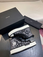 Men's Amiri Canvas and Leather Stars Court High Top Sneakers Shoes
