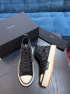 Men's Amiri Canvas and Leather Stars Court High Top Sneakers Shoes