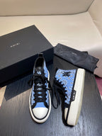 Men's Amiri Canvas and Leather Stars Court High Top Sneakers Shoes