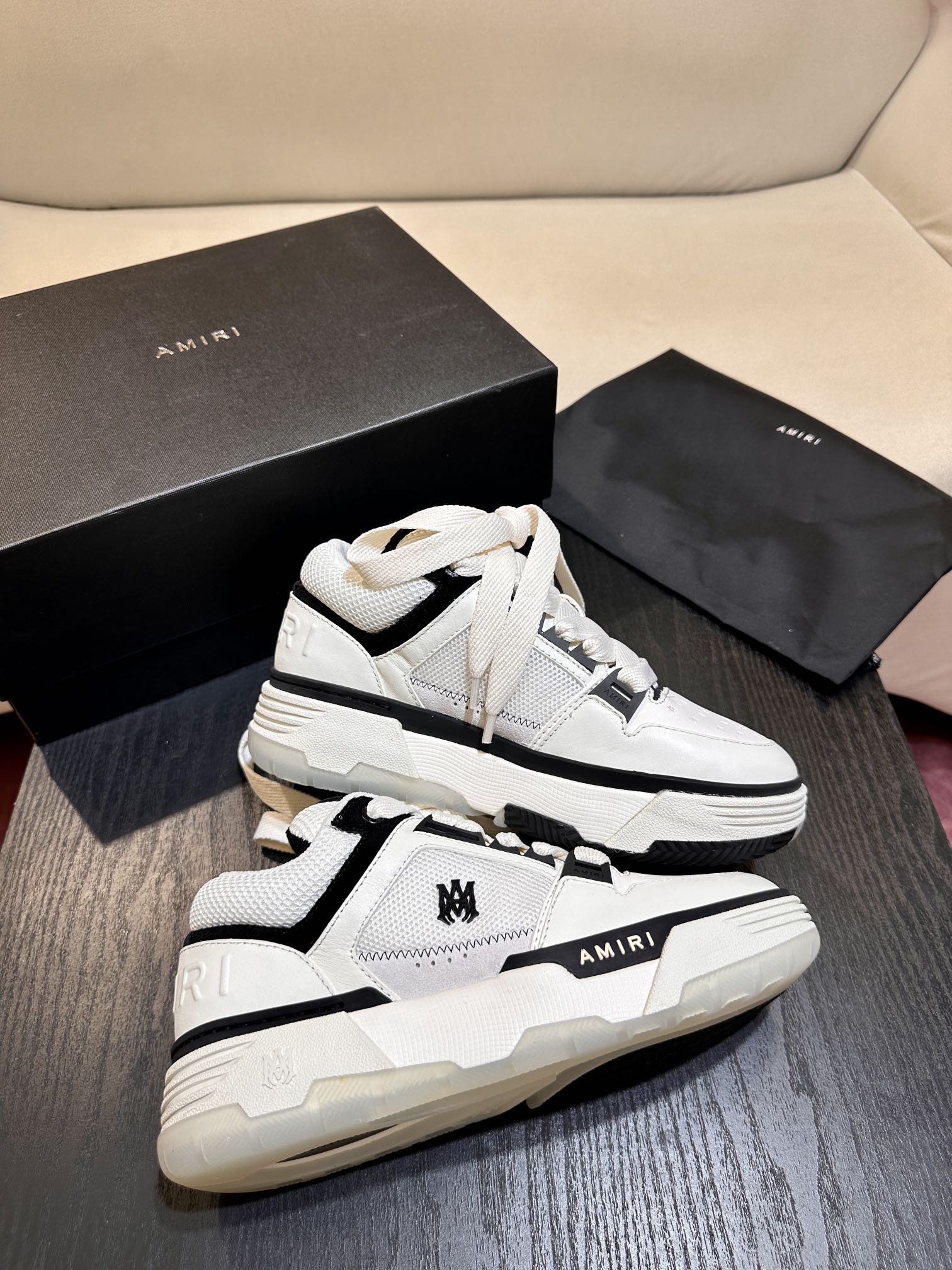 Men's Amiri Premium Leather Platform Mesh Shoes