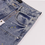 Men's Purple Denim Slim Fit Jeans Shorts Casual Straight Fit Summer Shorts 28-38