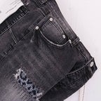 Men's Purple Denim Slim Fit Jeans Shorts Casual Straight Fit Summer Shorts 28-38