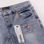 Men's Purple Denim Slim Fit Jeans Shorts Casual Straight Fit Summer Shorts 28-38
