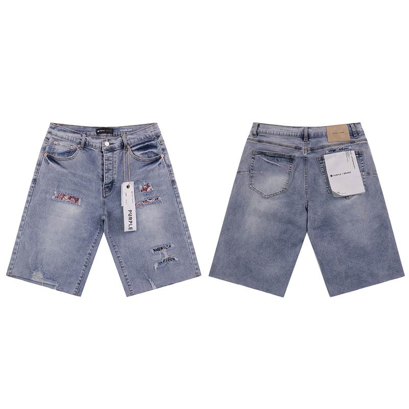 Men's Purple Denim Slim Fit Jeans Shorts Casual Straight Fit Summer Shorts 28-38