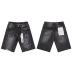 Men's Purple Denim Slim Fit Jeans Shorts Casual Straight Fit Summer Shorts 28-38