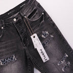 Men's Purple Denim Slim Fit Jeans Shorts Casual Straight Fit Summer Shorts 28-38