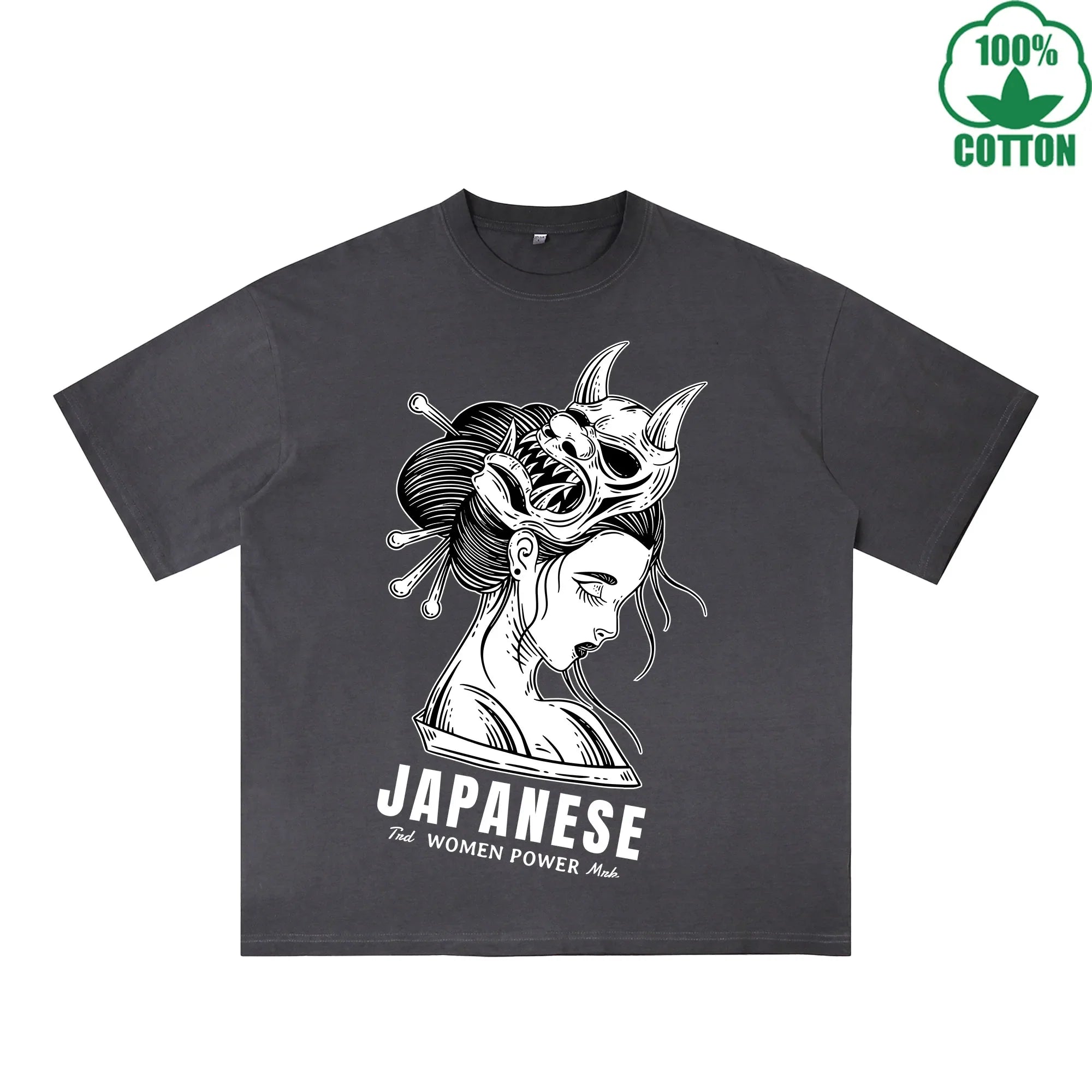BOGGO  Japanese Printed Dirty WashT-Shirt 230G Multicolor Loose Trendy Fashionable 100%Cotton Short Sleeve Top