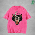BOGGO  Black PantherInterest Printed Washed T-Shirt 230G Multicolor Loose Trendy Fashionable 100%Cotton Short Sleeve Top