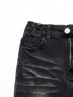 BOGGO 1-Piece Men's All-Season Snowflake Washed Fashion Jeans, Stretchy Slim-Fit Light Gray and Dark Black Casual Denim Pants, Minimalist Fashion, Suitable for Everyday Wear