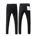 BOGGO Men Jeans Fashion Americans High street Retro wash black Splashing ink graffiti print Low Rise Elastic Skinny Jeans Brand pants