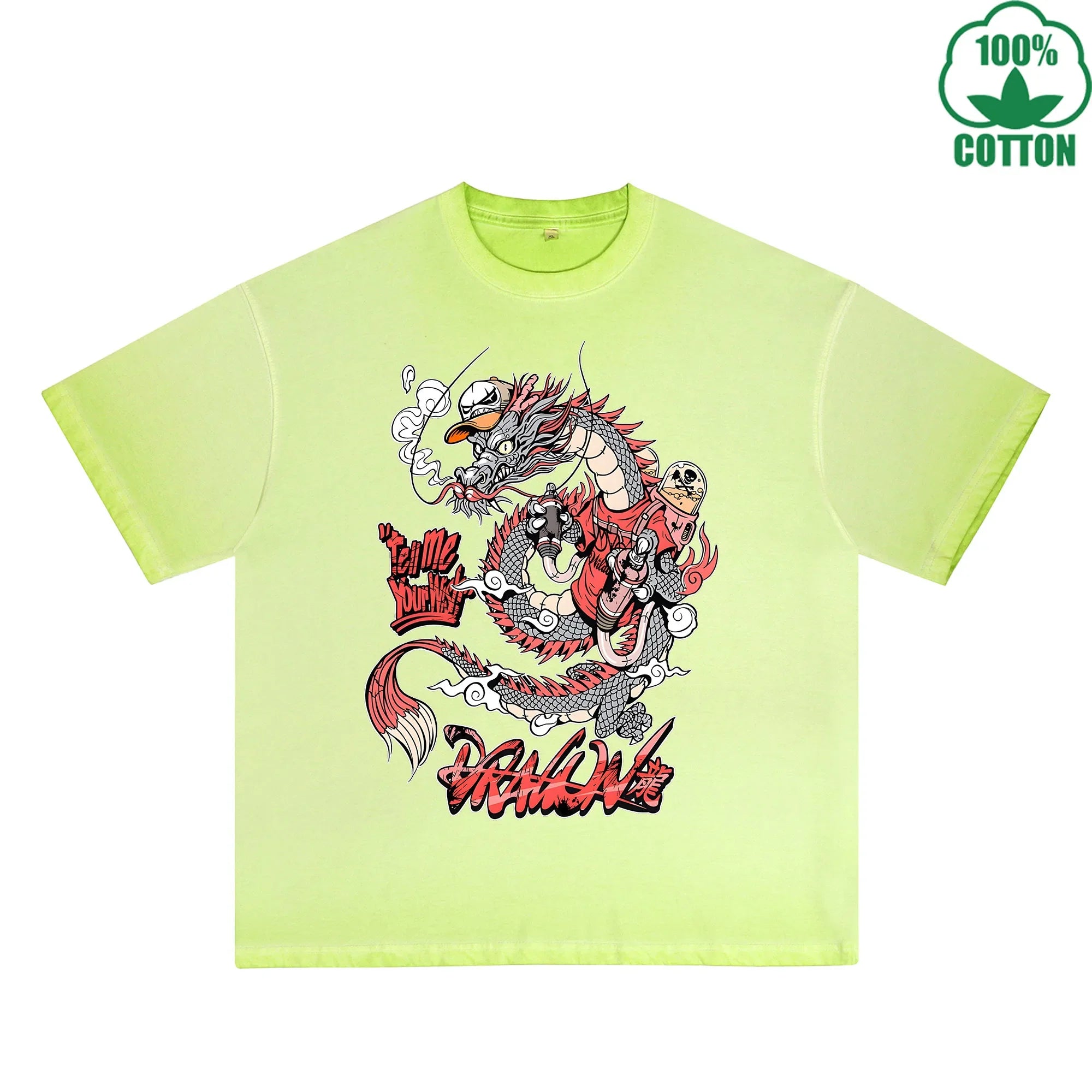 BOGGO  Blood Butterfly Printed Dirty WashT-Shirt 230G Multicolor Loose Trendy Fashionable 100%Cotton Short Sleeve Top