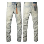 New KSUBI Jeans Men Paint Hole Trendy American High Street  Trend Low Rise Stretch Skinny Pleated Ripped Jeans