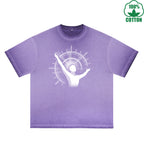 BOGGO  Purify Printed Dirty WashT-Shirt 230G Multicolor Loose Trendy Fashionable 100%Cotton Short Sleeve Top