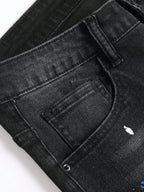 BOGGO Men y2k Stretchy Skinny Denim Jeans For Men Casual pants Ripped Patchwork Hole Slim Fit Denim Hip Hop Black Straight Trousers