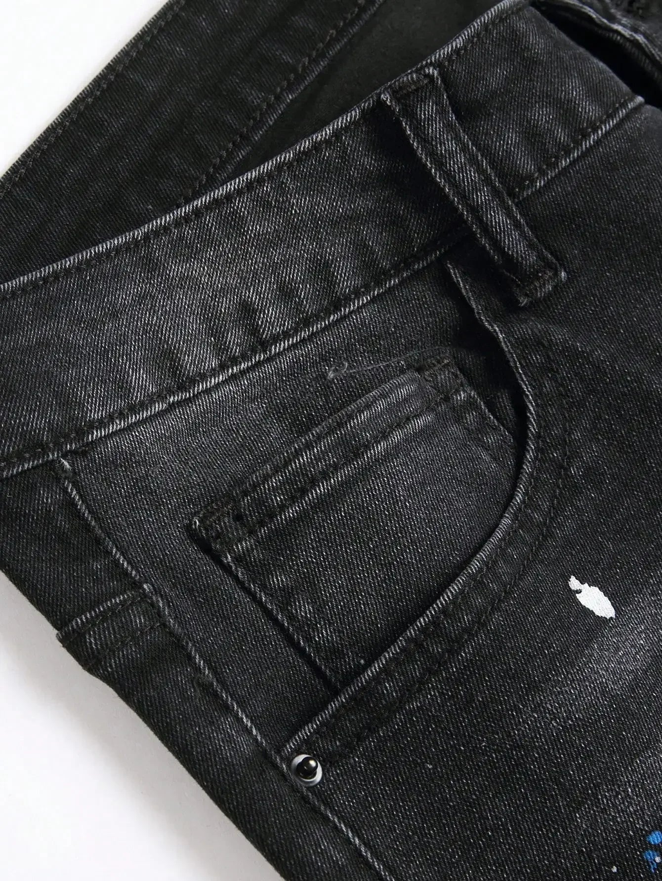 BOGGO Men y2k Stretchy Skinny Denim Jeans For Men Casual pants Ripped Patchwork Hole Slim Fit Denim Hip Hop Black Straight Trousers