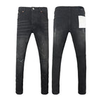 BOGGO Men Jeans Fashion Americans High street Retro wash black Splashing ink graffiti print Low Rise Elastic Skinny Jeans Brand pants