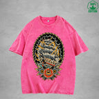 BOGGO  NavigationInterest Printed Washed T-Shirt 230G Multicolor Loose Trendy Fashionable 100%Cotton Short Sleeve Top