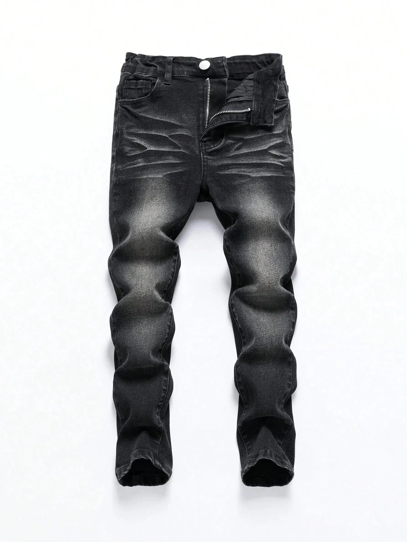 BOGGO 1-Piece Men's All-Season Snowflake Washed Fashion Jeans, Stretchy Slim-Fit Light Gray and Dark Black Casual Denim Pants, Minimalist Fashion, Suitable for Everyday Wear
