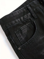 Men¡¯s trendy streetwear: black ripped straight-leg jeans ¨C an excellent gift for husbands or boyfriends.