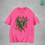 BOGGO  Aerial HunterInterest Printed Washed T-Shirt 230G Multicolor Loose Trendy Fashionable 100%Cotton Short Sleeve Top
