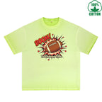 BOGGO  Touchdown Time Printed Dirty Wash T-Shirt 230G Multicolor Loose Trendy Fashionable 100%Cotton Short Sleeve Top