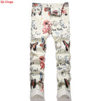 BOGGO Best-selling Men's Stretch Jeans, Blue Checkered Denim Pants, Casual Trousers in Asian Sizes.