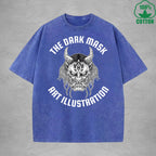 BOGGO  The Dark MaskInterest Printed Washed T-Shirt 230G Multicolor Loose Trendy Fashionable 100%Cotton Short Sleeve Top