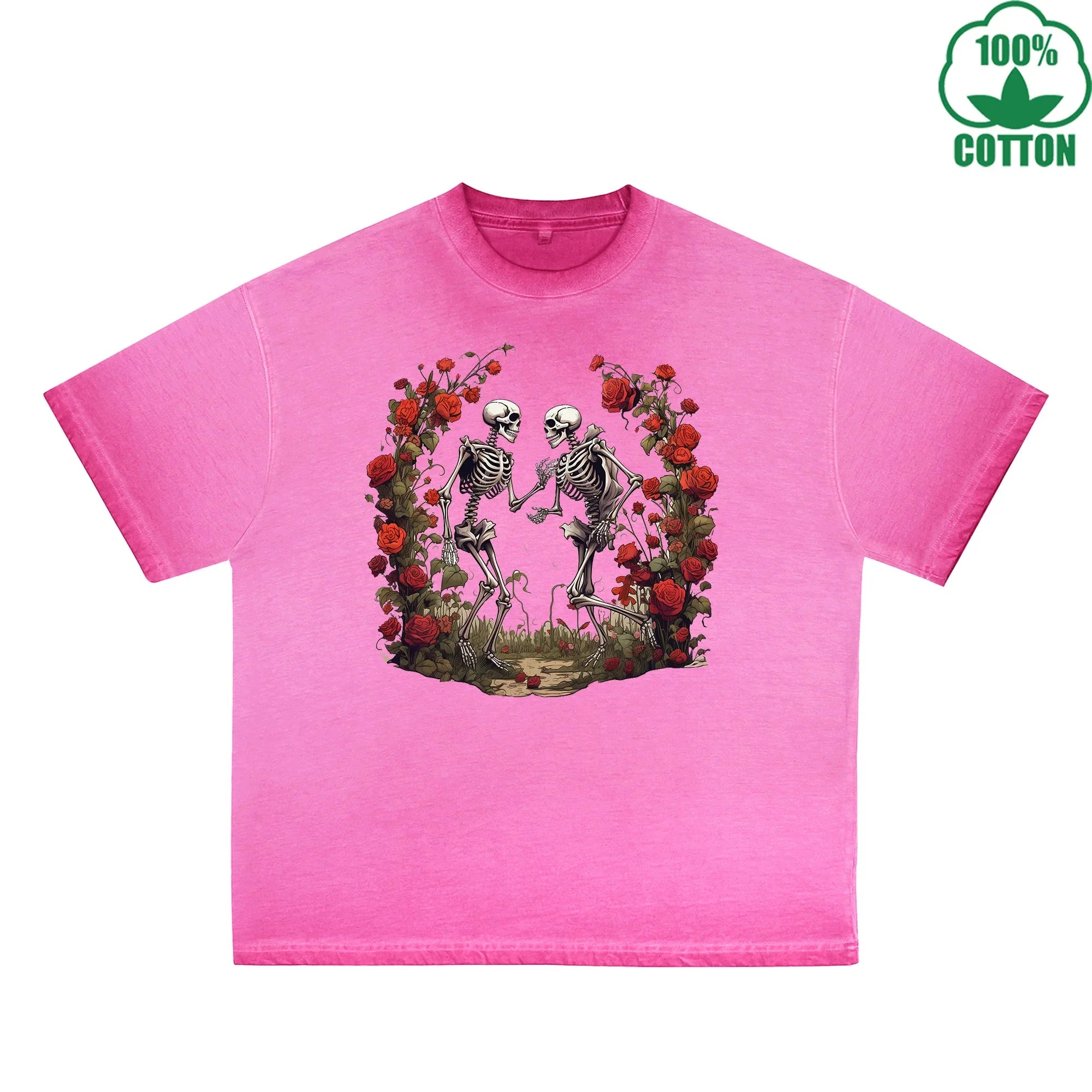 BOGGO  Love Printed Dirty Wash T-Shirt 230G Multicolor Loose Trendy Fashionable 100%Cotton Short Sleeve Top
