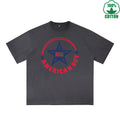 BOGGO  All American Boy Printed Dirty Wash T-Shirt 230G Multicolor Loose Trendy Fashionable 100%Cotton Short Sleeve Top