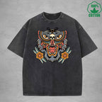 BOGGO  HunterInterest Printed Washed T-Shirt 230G Multicolor Loose Trendy Fashionable 100%Cotton Short Sleeve Top