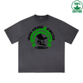 BOGGO  Irish Drunk Meter Printed Dirty Wash T-Shirt 230G Multicolor Loose Trendy Fashionable 100%Cotton Short Sleeve Top