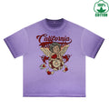 BOGGO  God of Love Printed Dirty WashT-Shirt 230G Multicolor Loose Trendy Short Sleeves Fashionable 100%Cotton Top