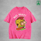 BOGGO  No WayInterest Printed Washed T-Shirt 230G Loose Trendy Fashionable 100%Cotton Short Sleeve Top