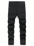 Men's Trendy Rhinestone - Embellished Black Stretch Skinny Jeans, Four - Season Style