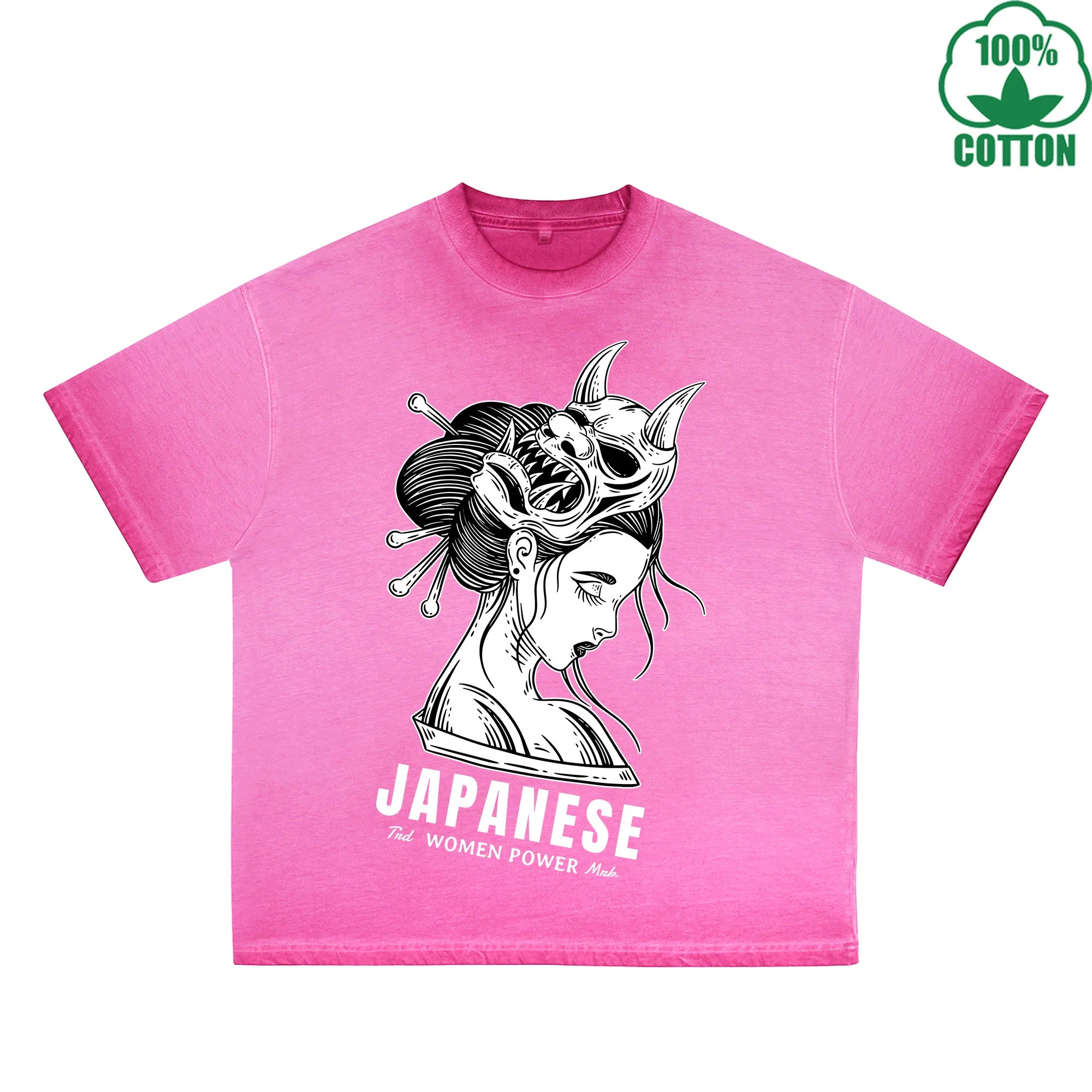 BOGGO  Japanese Printed Dirty WashT-Shirt 230G Multicolor Loose Trendy Fashionable 100%Cotton Short Sleeve Top