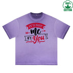 BOGGO  It not me It You Printed Dirty Wash T-Shirt 230G Multicolor Loose Trendy Fashionable 100%Cotton Short Sleeve Top