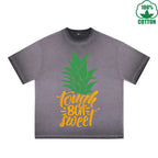BOGGO  Pineapple Printed Dirty WashT-Shirt 230G Multicolor Loose Trendy Short Sleeves Fashionable 100%Cotton Top