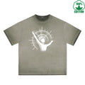 BOGGO  Purify Printed Dirty WashT-Shirt 230G Multicolor Loose Trendy Fashionable 100%Cotton Short Sleeve Top