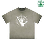 BOGGO  Purify Printed Dirty WashT-Shirt 230G Multicolor Loose Trendy Fashionable 100%Cotton Short Sleeve Top