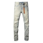 New KSUBI Jeans Men Paint Hole Trendy American High Street  Trend Low Rise Stretch Skinny Pleated Ripped Jeans