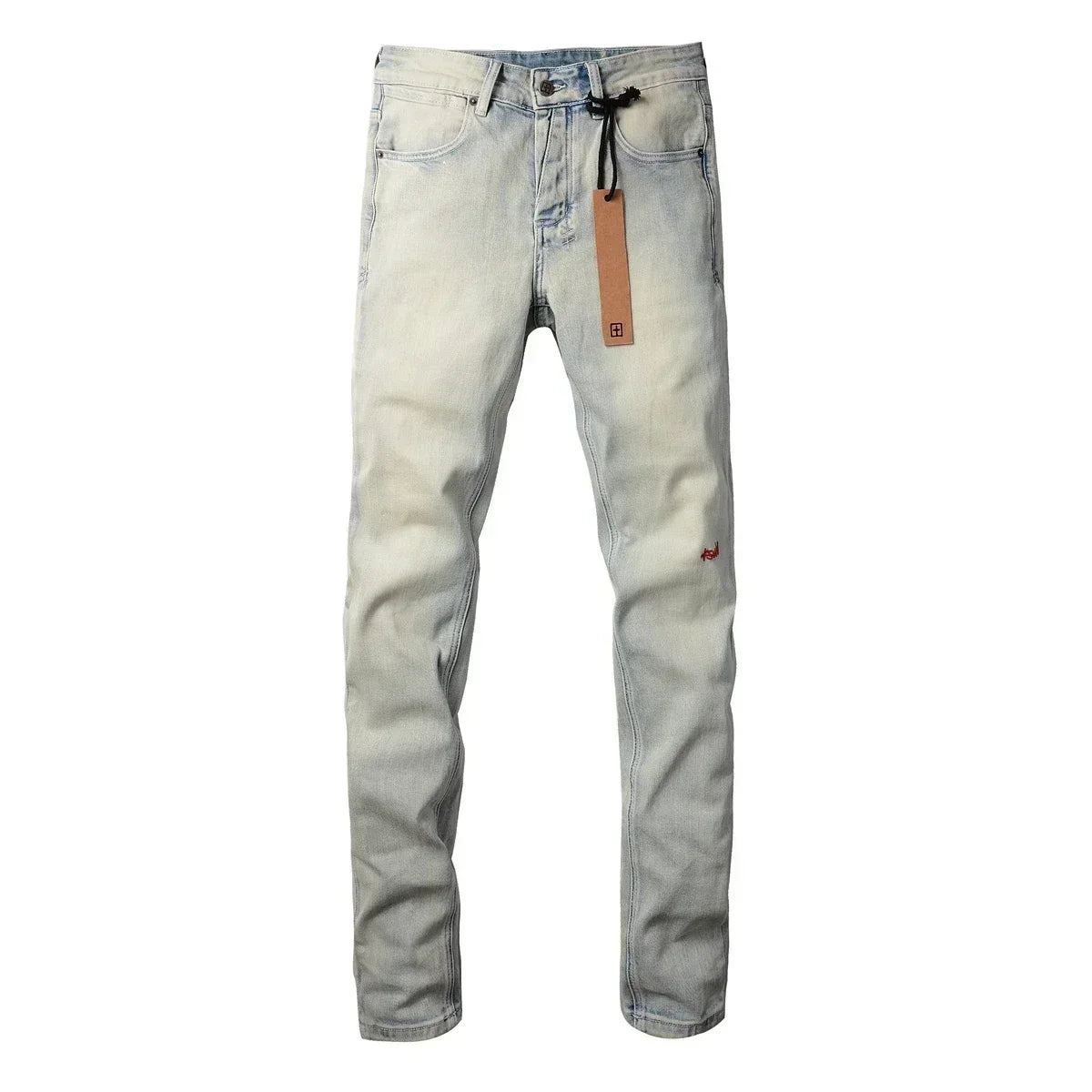 New KSUBI Jeans Men Paint Hole Trendy American High Street  Trend Low Rise Stretch Skinny Pleated Ripped Jeans