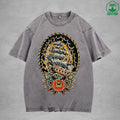 BOGGO  NavigationInterest Printed Washed T-Shirt 230G Multicolor Loose Trendy Fashionable 100%Cotton Short Sleeve Top