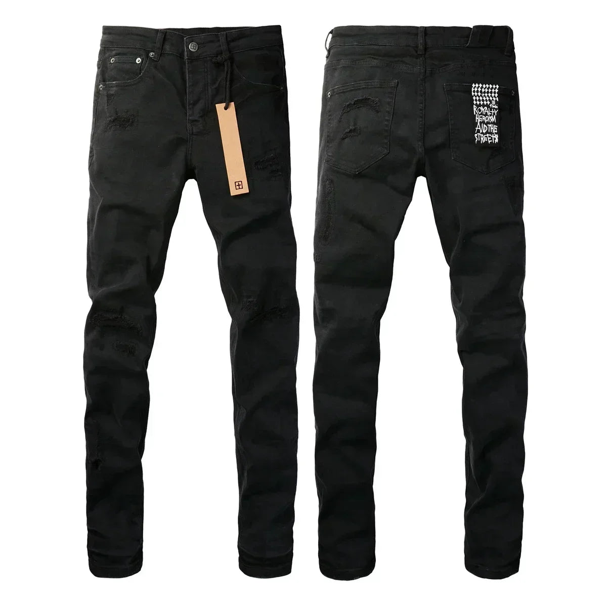 New KSUBI Jeans Men Paint Hole Trendy American High Street  Trend Low Rise Stretch Skinny Pleated Ripped Jeans