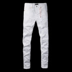 BOGGO Spring New Men's White Skinny Jeans High Quality Slim Fit Trousers Streetwear Hip Hop Style Casual Fashion Stretch Denim Pants
