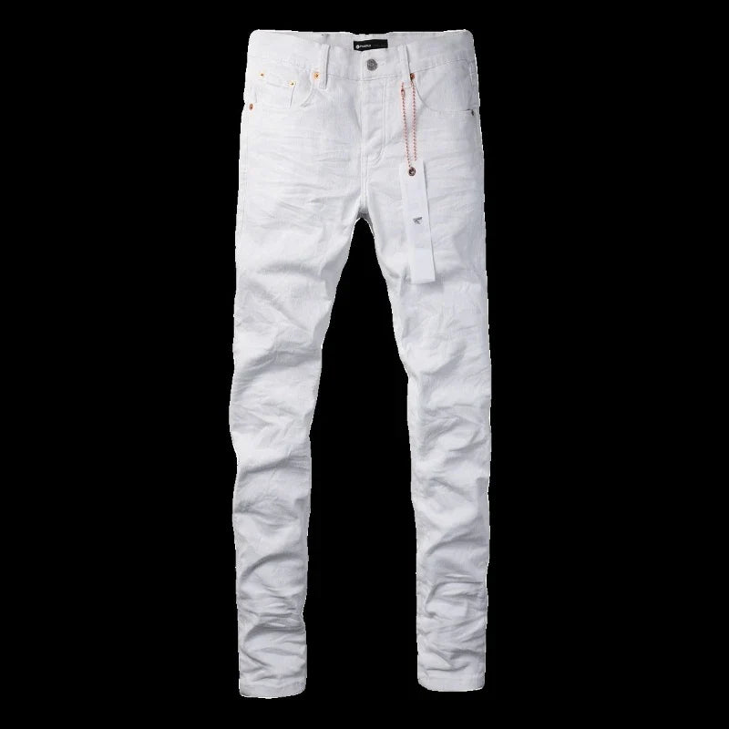 BOGGO Spring New Men's White Skinny Jeans High Quality Slim Fit Trousers Streetwear Hip Hop Style Casual Fashion Stretch Denim Pants